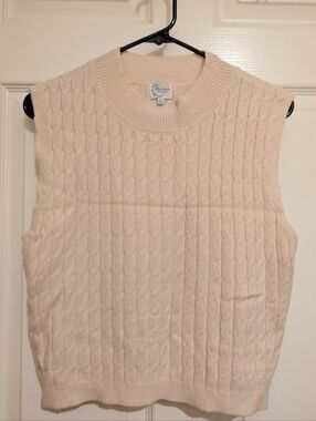 Blue Rain Cable Knit Sleeveless Sweater Vest - Blush